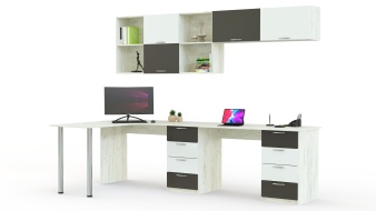 Угловой письменный стол для двоих Виктория 20 BMS во всю стену