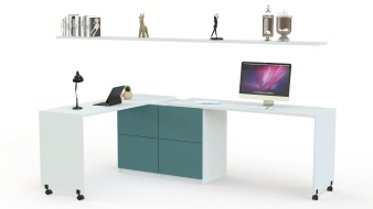 Широкий Угловой письменный стол для двоих Калифорния 8 BMS