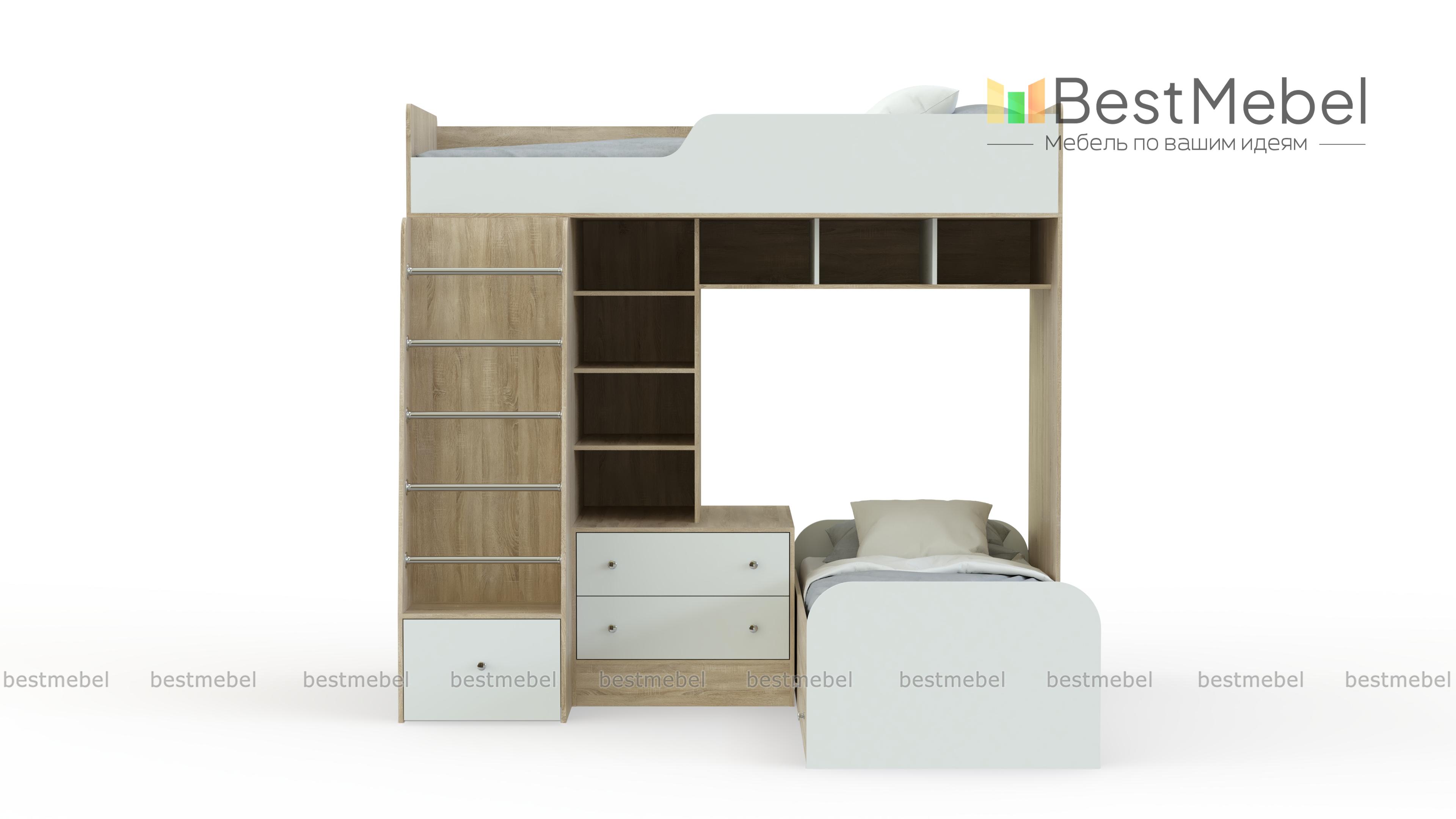 Угловая двухъярусная кровать Астра-4 BMS - Фото