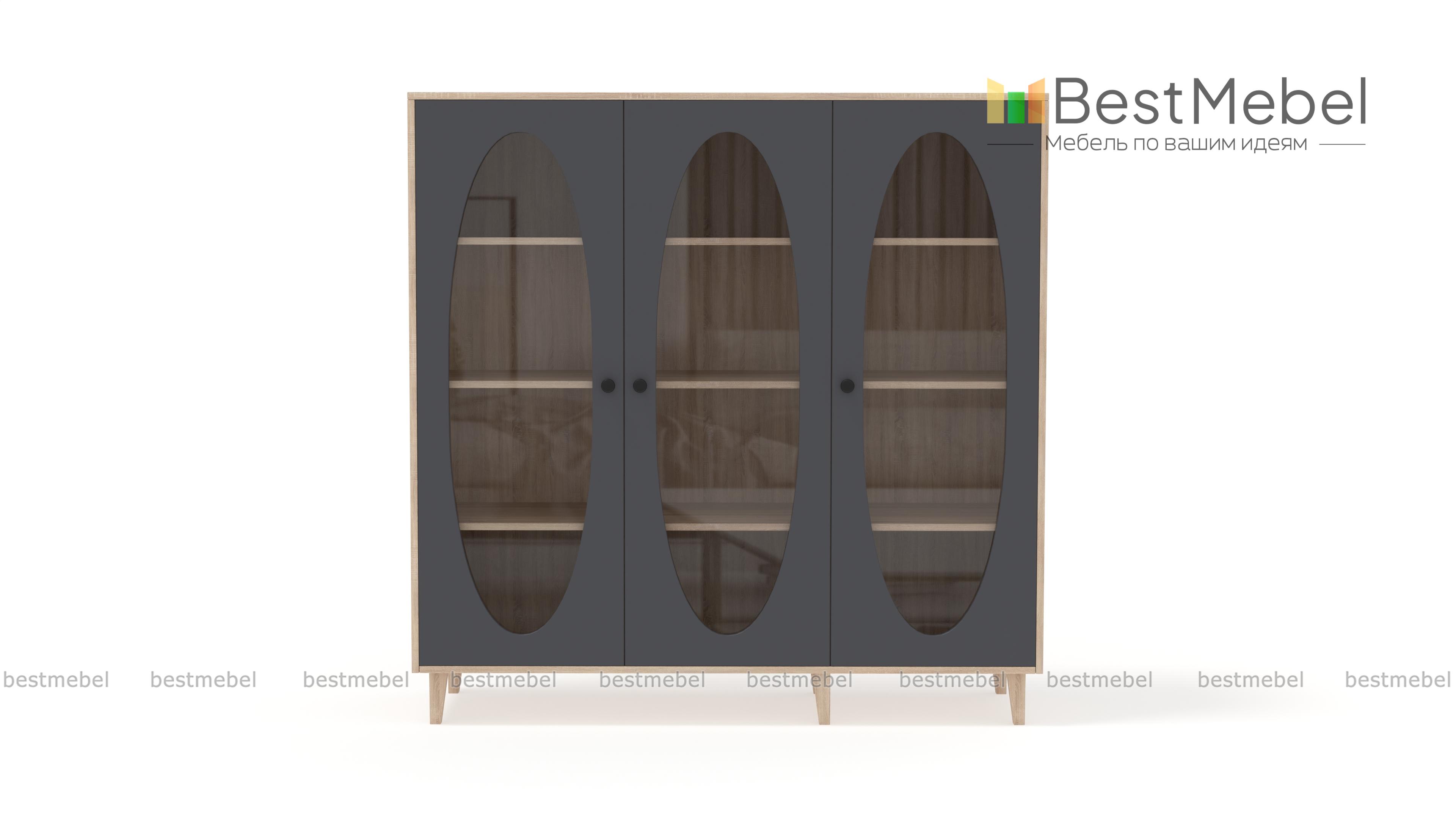 Шкаф книжный Брукс 3 BMS - Фото