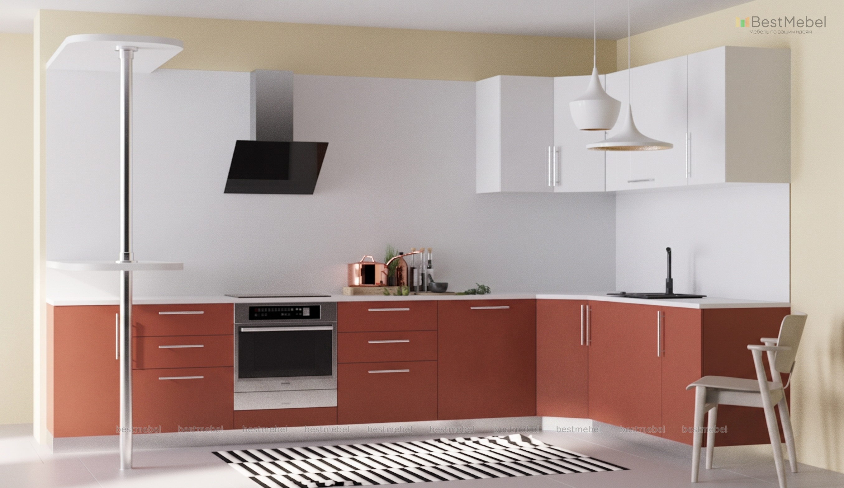 Кухня с барной стойкой Марина-1 BMS